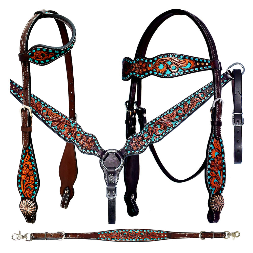 Bar H Equine Genuine Western American Leather Horse Headstall