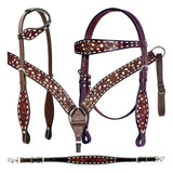 Bar H Equine American Leather Horse Saddle Tack One Ear Headstall | Breast Collar Browband Wither Strap Set BER246