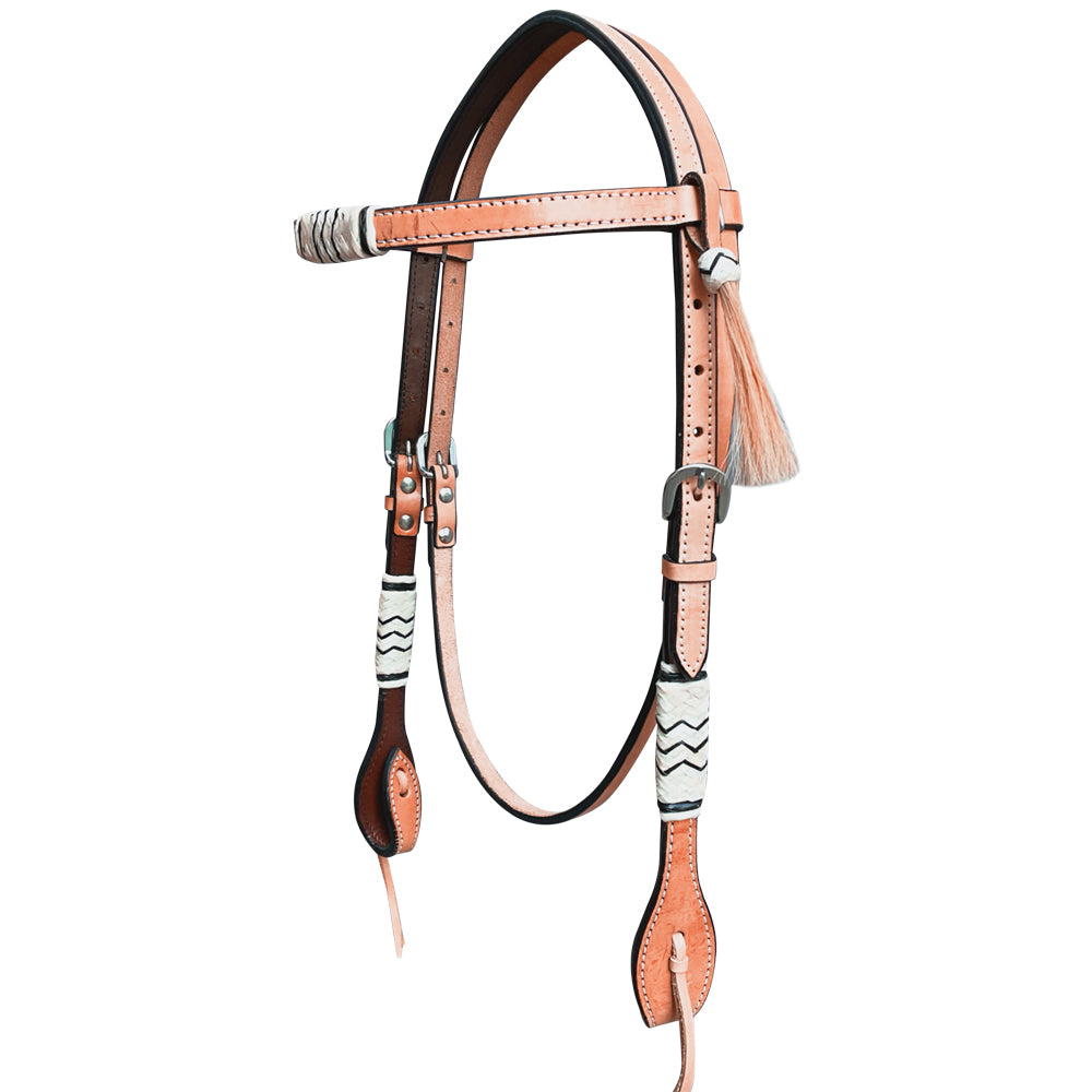 Bar H Equine American Leather Horse Saddle Tack One Ear Headstall | Breast Collar Browband Wither Strap Set BER252