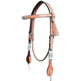 Bar H Equine American Leather Horse Saddle Tack One Ear Headstall | Breast Collar Browband Wither Strap Set BER252