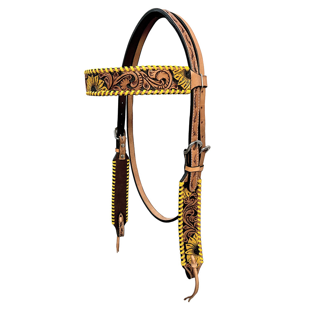 Bar H Equine American Leather Horse Saddle Tack One Ear Headstall | Breast Collar Browband Wither Strap Set BER255
