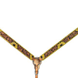 Bar H Equine American Leather Horse Saddle Tack One Ear Headstall | Breast Collar Browband Wither Strap Set BER255