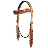 Bar H Equine American Leather Horse Saddle Tack One Ear Headstall | Breast Collar Browband Wither Strap Set BER256
