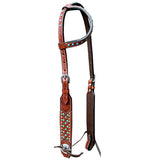 Bar H Equine American Leather Horse Saddle Tack One Ear Headstall | Breast Collar Browband Wither Strap Set BER259