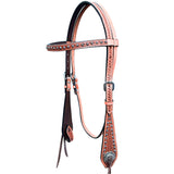 Bar H Equine American Leather Horse Saddle Tack One Ear Headstall | Breast Collar Browband Wither Strap Set BER260