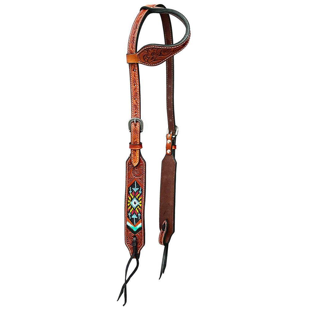 Bar H Equine American Leather Horse Saddle Tack One Ear Headstall | Breast Collar Browband Wither Strap Set BER262