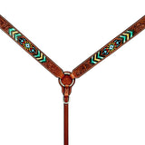 Bar H Equine American Leather Horse Saddle Tack One Ear Headstall | Breast Collar Browband Wither Strap Set BER262
