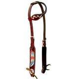 Bar H Equine American Leather Horse Saddle Tack One Ear Headstall | Breast Collar Browband Wither Strap Set BER263