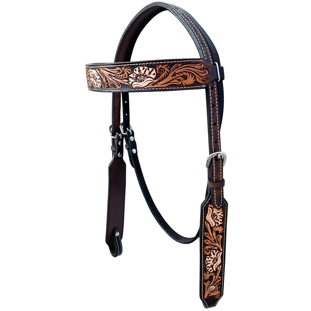 Bar H Equine Genuine Western American Leather Horse Premium Headstall & Breast Collar Set