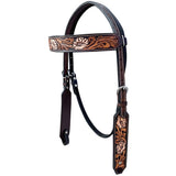 Bar H Equine Genuine Western American Leather Horse Premium Headstall & Breast Collar Set