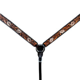 Bar H Equine Genuine Western American Leather Horse Premium Headstall & Breast Collar Set