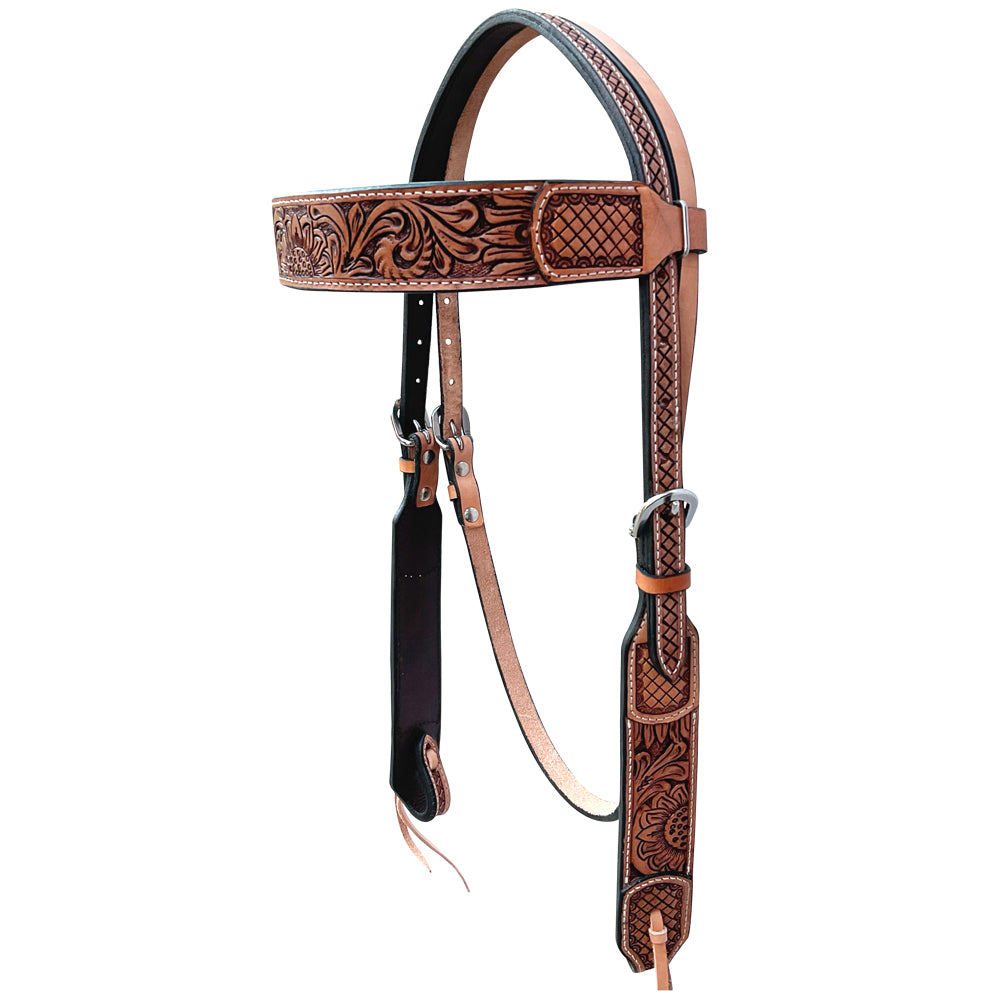 Bar H Equine American Leather Horse Saddle Tack One Ear Headstall | Breast Collar Browband Wither Strap Set BER269