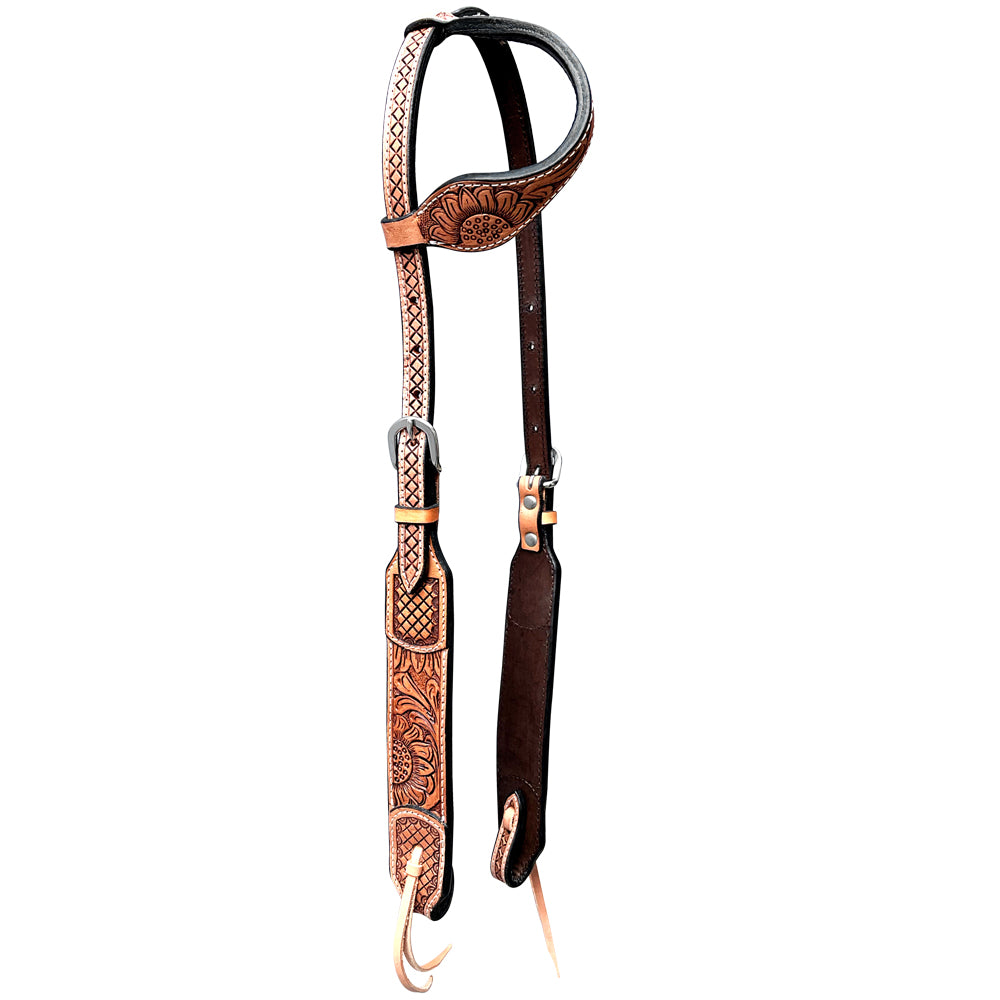 Bar H Equine American Leather Horse Saddle Tack One Ear Headstall | Breast Collar Browband Wither Strap Set BER269