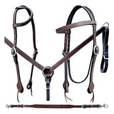 Bar H Equine Genuine Western American Leather Horse Premium Headstall & Breast Collar Set
