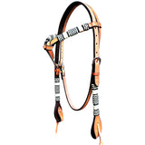 Bar H Equine Genuine Western American Leather Horse Premium Headstall & Breast Collar Set