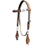 Bar H Equine American Leather Horse Saddle Tack One Ear Headstall | Breast Collar Browband Wither Strap Set BER279