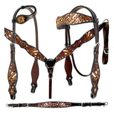 Bar H Equine American Leather Horse Saddle Tack One Ear Headstall | Breast Collar Browband Wither Strap Set BER280