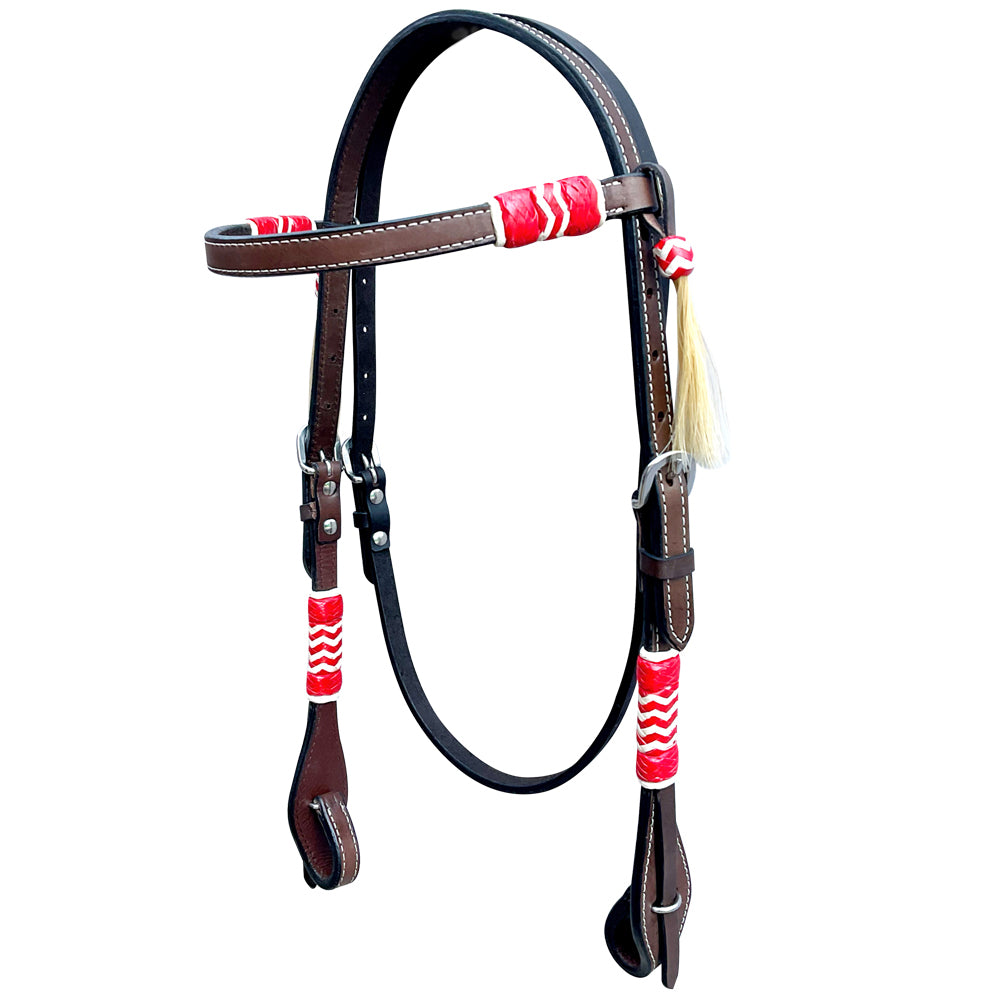 Bar H Equine American Leather Horse Saddle Tack One Ear Headstall | Breast Collar Browband Wither Strap Set BER282