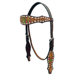 Bar H Equine Genuine Western American Leather Horse Premium Headstall & Breast Collar Set