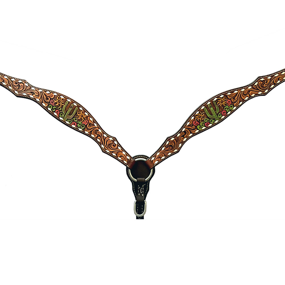 Bar H Equine Genuine Western American Leather Horse Premium Headstall & Breast Collar Set