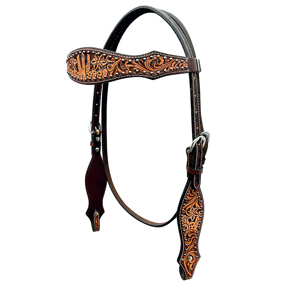 Bar H Equine Genuine Western American Leather Horse Premium Headstall & Breast Collar Set