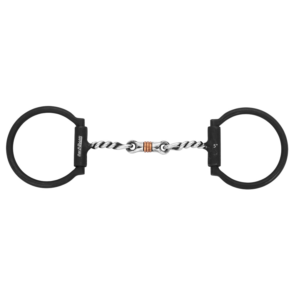 BAR H EQUINE Western Antique Fixed Ring Snaffle Bit Twisted Mouth with Copper Link