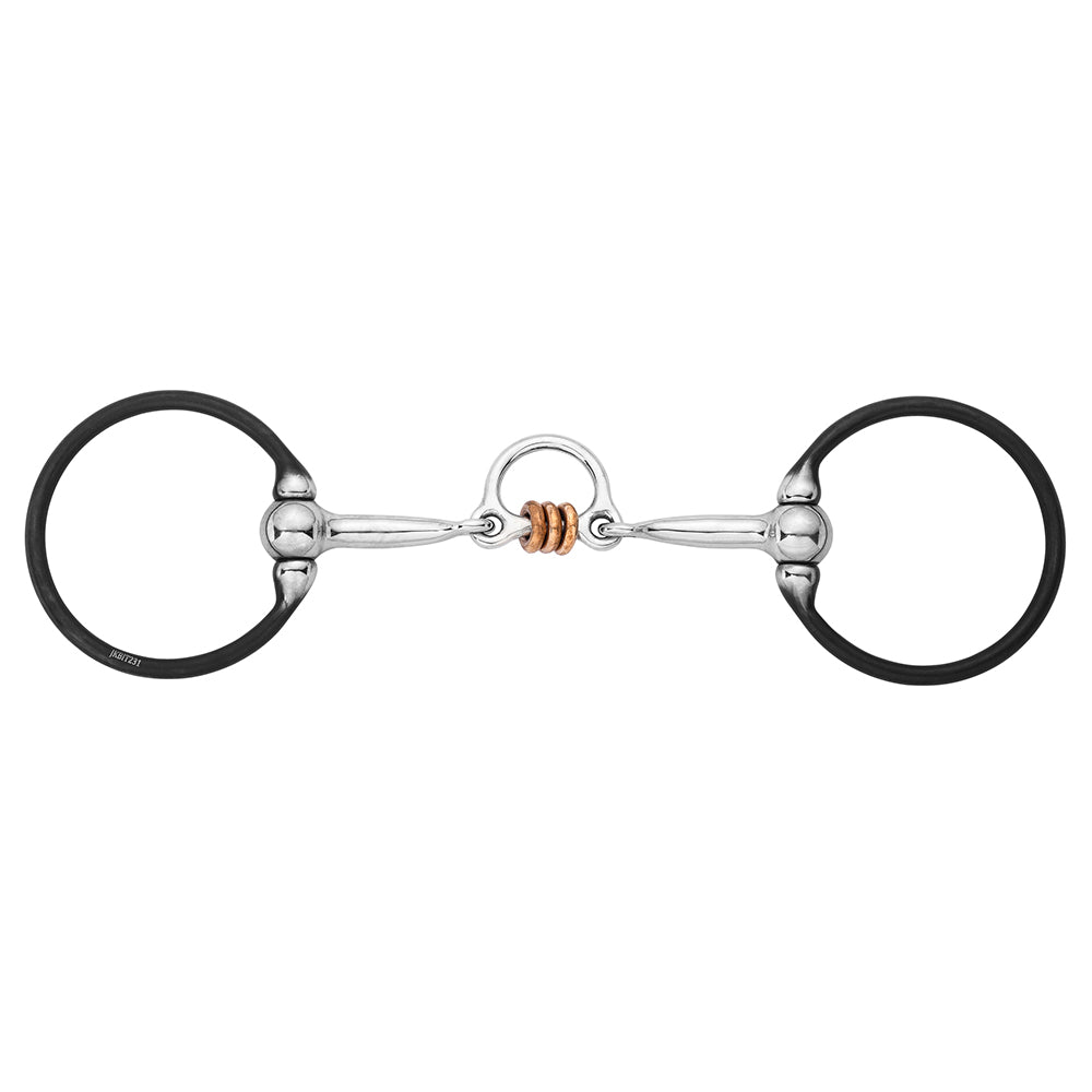 BAR H EQUINE Western O-Ring Snaffle with Copper Roller & Floating Center Ring