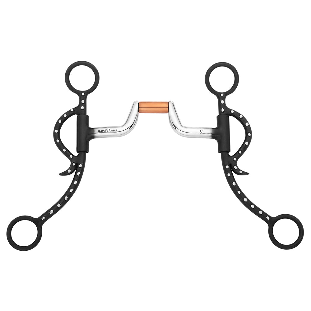 BAR H EQUINE Argentine Shank Bit with Snaffle Ring & Hinged Copper Port