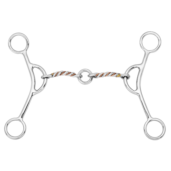 Mors Western Gag Bit BAR H EQUINE - Bouche Torsadée Trois Pièces Cuivre - 5 Pouces