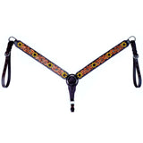 Bar H Equine Sunflower Floral Hand Carved Horse Leather One Ear Headstall Brown