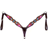 Bar H Equine Horse Leather Floral Feather One Ear Headstall Dark Brown