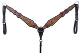 Bar H Equine American Leather Horse Saddle Tack One Ear Headstall Breast Collar Browband Wither Strap Tropical Turquoise