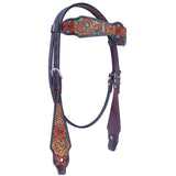 Bar H Equine American Leather Horse Saddle Tack One Ear Headstall Breast Collar Browband Wither Strap Tropical Turquoise
