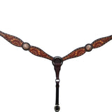 Bar H Equine American Leather Horse Saddle Tack One Ear Headstall | Breast Collar Browband Wither Strap Set for Horses BER112