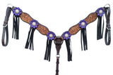 Bar H Equine American Leather Horse Saddle Tack One Ear Headstall | Breast Collar Browband Wither Strap Set for Horses BER113