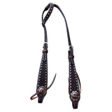 Bar H Equine Western Horse Genuine Leather Hand Tooled One Ear Headstall Dark Brown - Dark Brown
