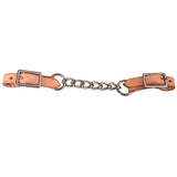 Bar H Equine Western Horse Stainless Steel Chain Genuine American Leather Curbs Strap - Light Tan