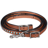 BAR H EQUINE Western Leather Horse Rein With Adjustable Buckle | Reins for Horses - Dark Brown