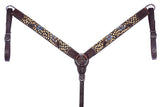 Bar H Equine Premium Hand Tooled Leather Breast Collar Stainless Steel Hardware Brown
