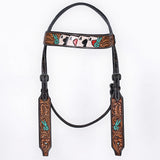 Bar H Equine American Leather Horse Saddle Tack One Ear Headstall Brown