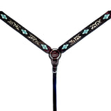 Bar H Equine Western Horse Floral Genuine American Leather Breast Collar Headstall Tack Set - Breast Collor