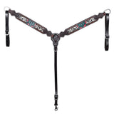 Bar H Equine American Leather Horse Saddle Tack One Ear Headstall Breast Collar Browband Wither Strap Set - Breast Collor