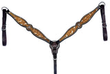 Bar H Equine Western Horse Genuine American Leather Wither Straps Breast Collar Headstall Tack Set