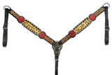 Bar H Equine Western Horse Floral Cheetah Print Genuine American Leather Tack Set