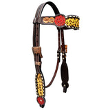 Bar H Equine Western Horse Floral Cheetah Print Genuine American Leather Tack Set