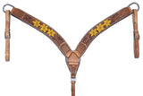 BAR H EQUINE Western Leather Horse Headstall & Breast Collar Wither Strap