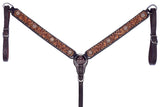 Bar H Equine Genuine Western American Leather Horse Premium Headstall & Breast Collar Set