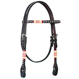 Bar H Equine Western Horse Rawhide Genuine American Leather Tack Set Brown