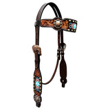 Bar H Equine Genuine Western American Leather Horse Premium Headstall & Breast Collar Set