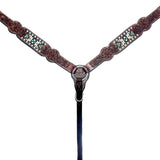 Bar H Equine Genuine Western American Leather Horse Premium Headstall & Breast Collar Set